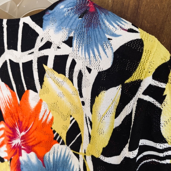 Rare Vintage Beta's Choice Openwork Beaded Tropical Floral Top Women's - Picture 10 of 12